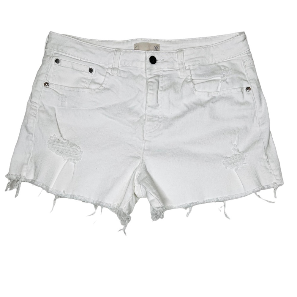 BP Nordstrom Women Distressed Denim Shorts White Raw Hem Size 13 (EUC)
